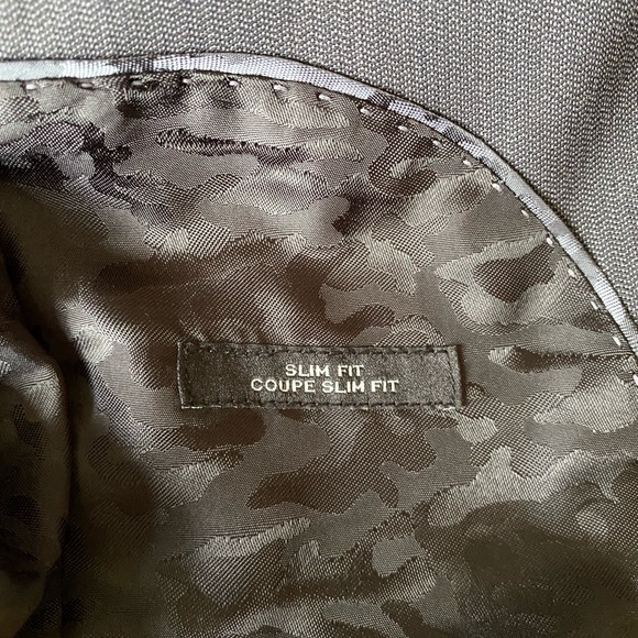 grey; slim; jacket -36” chest, sleeves 16-1/2”; pants 28” waist 30-1/2 inseam - Picture 4 of 4